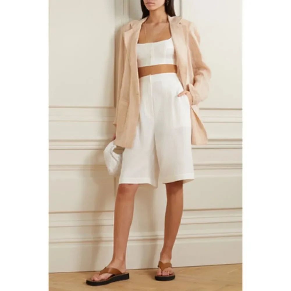 Le Kasha Light Linen Tima One Button Blazer Light Pink large